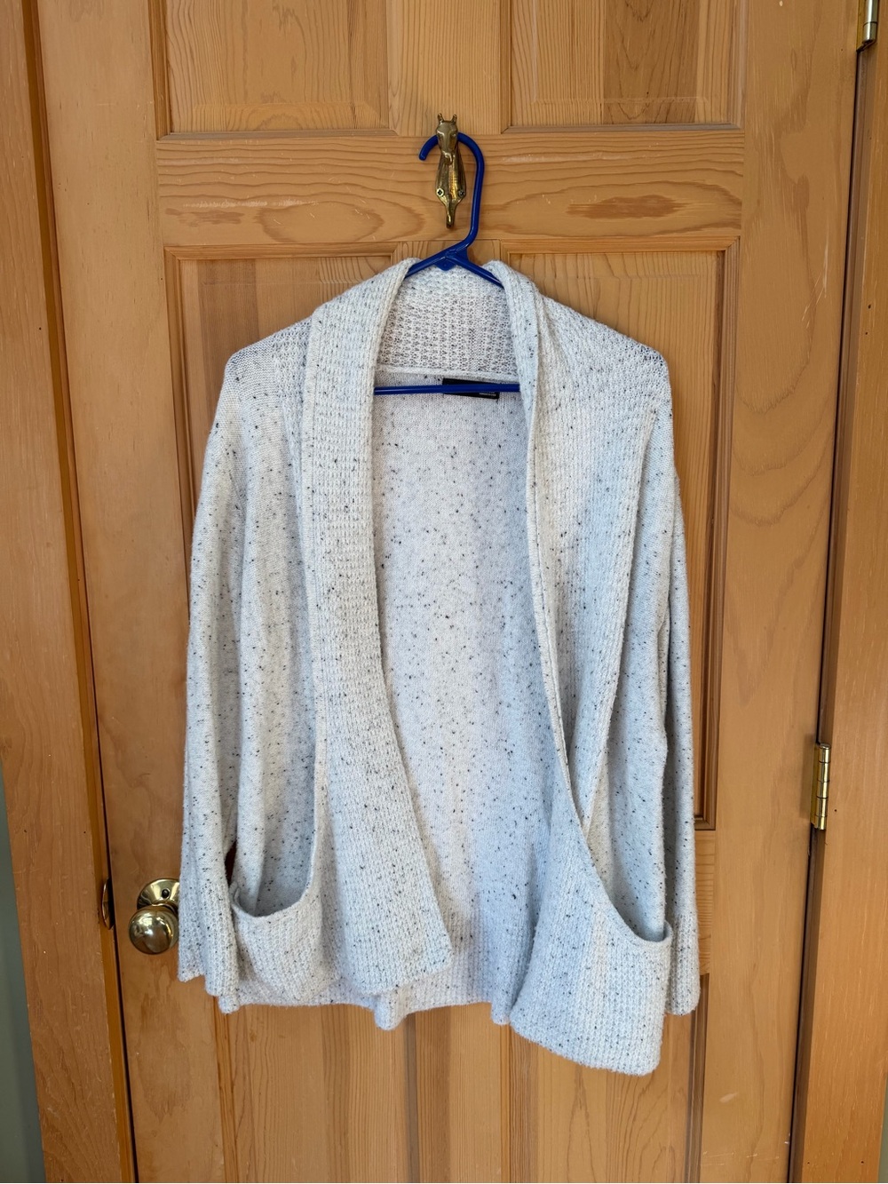 Verve Ami Cream Speckled Open-Front Pocket Cardigan